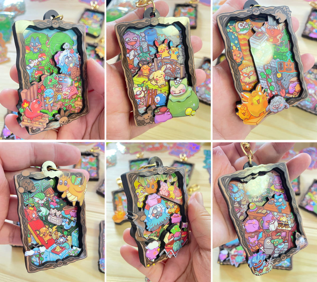 !!! Pocket Monsters 3-Layer 3D Wooden Charms